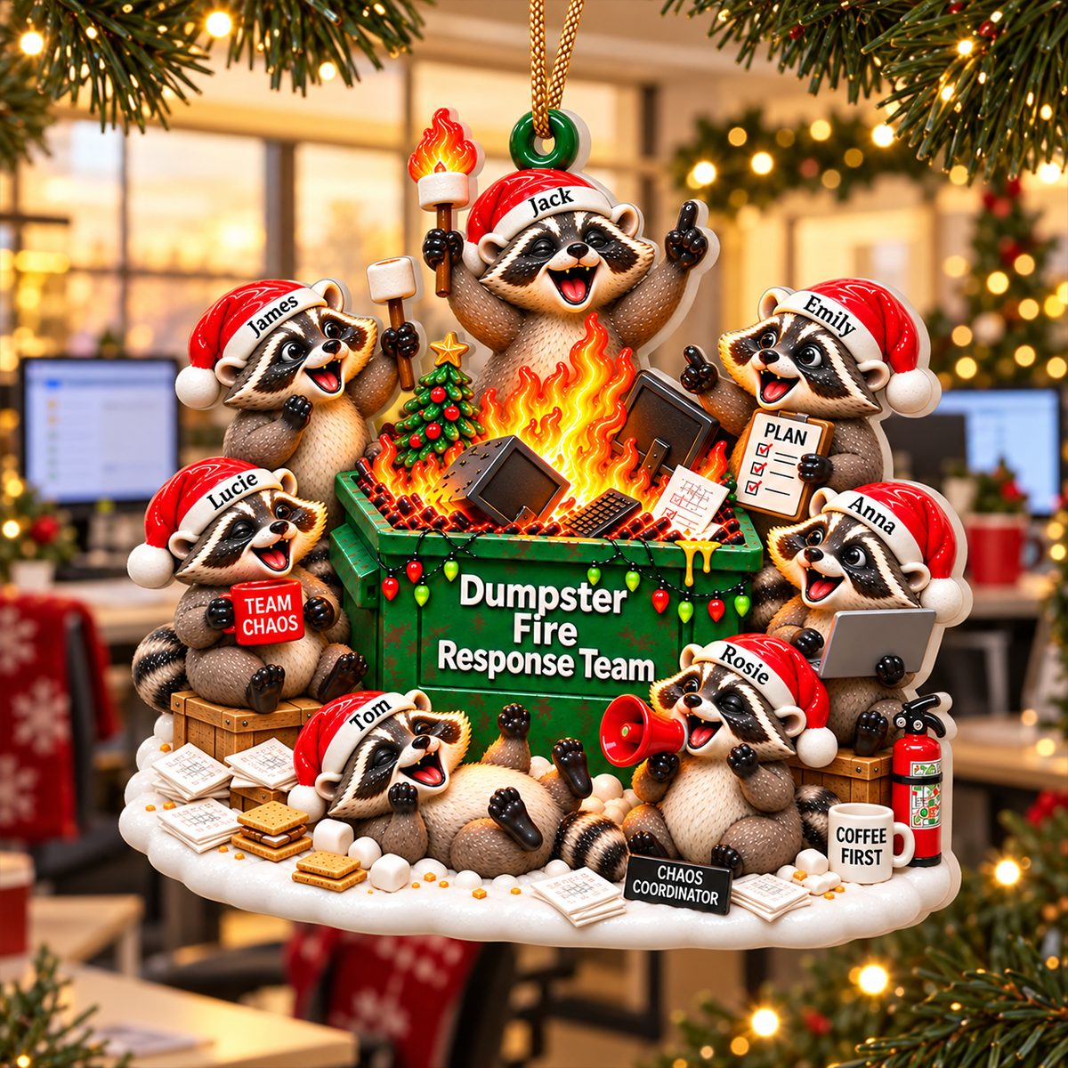 Dumpster Fire Response Team Funny Raccoons - Real 3D Raised Ornament Christmas Gift For Colleagues, Coworkers, Boss 03fcbca2-641c-4de5-ac4e-9fda4dbb0bd3-4.png