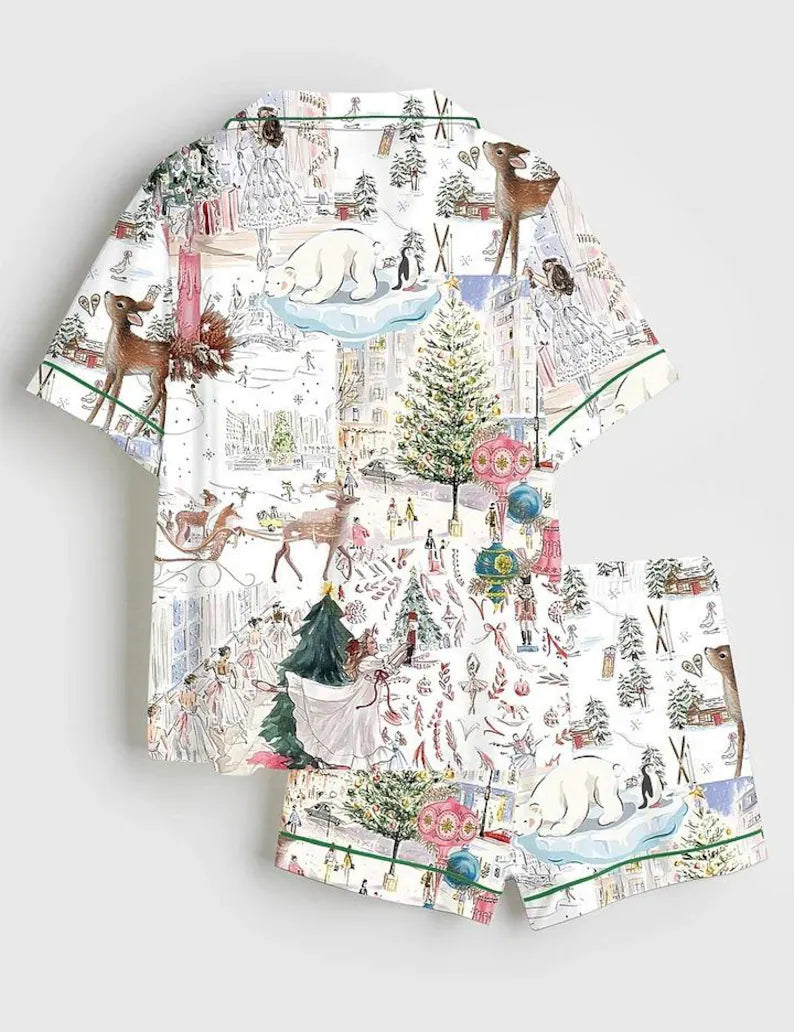 Women’s White Christmas Ballet Christmas Tree Elk Short Sleeve Satin Pajama Set, Pajama Nightwear Hot, Pajama Nightwear, Set for Hers 04047e74-7e53-4c02-a014-c745272b9cbf-q8.webp