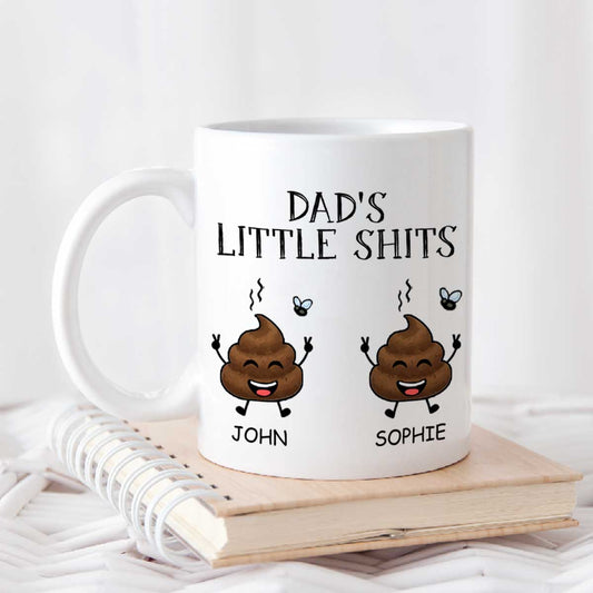 Dad s Little Shits Personalized Mug, Funny Fathers Day Gifts, Personalized Dad Mug