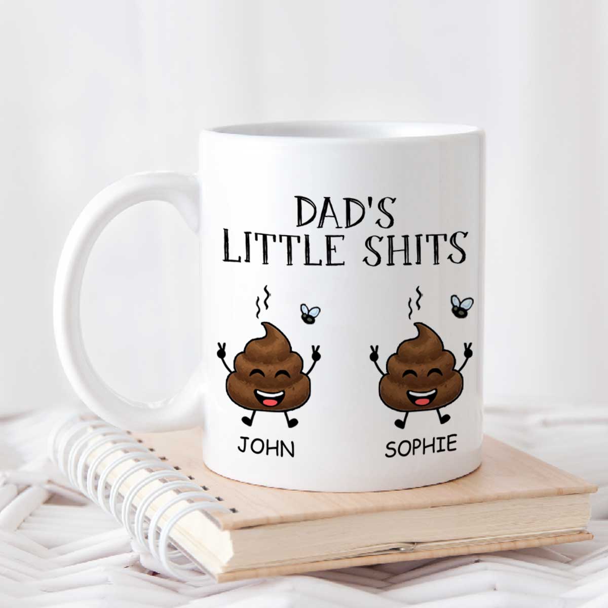 Dad s Little Shits Personalized Mug, Funny Fathers Day Gifts, Personalized Dad Mug