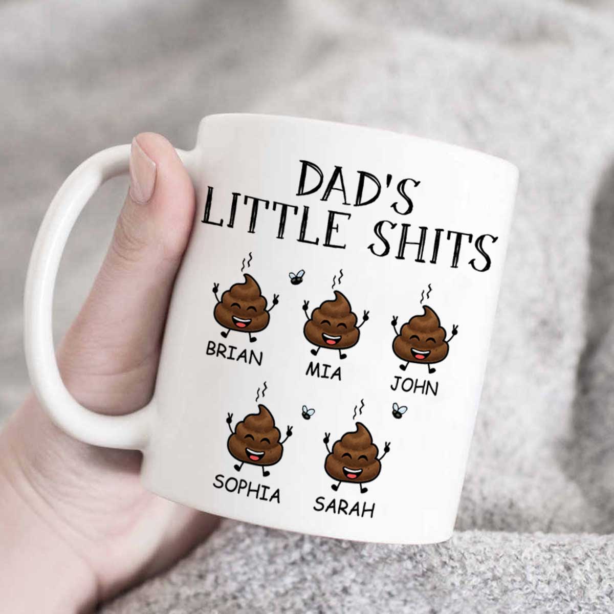 Dad s Little Shits Personalized Mug, Funny Fathers Day Gifts, Personalized Dad Mug
