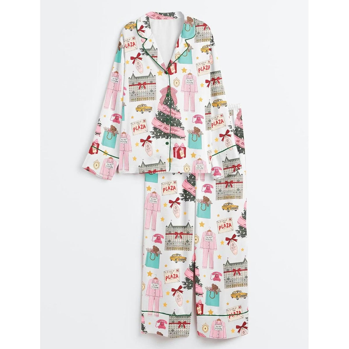Women’s Christmas in New York Satin Pajama Set, NYC Holiday Short Sleeve Sleepwear, Festive Christmas Pajamas, Winter Gift For Her 04090c34-b68a-4631-af5c-8435c55e107b-plaza_square_02.jpg