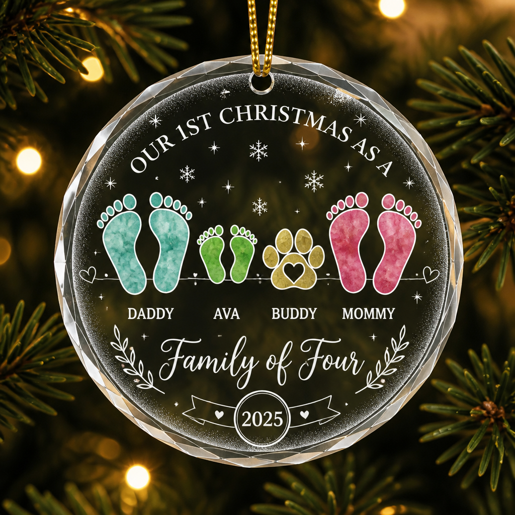 Our 1st Christmas as a Family of Four – Crystal Ornament (Personalized Names & Year) - Personalized Crystal Ornament 041287ce-5ba7-40e0-8da5-97281aa97fd2.png