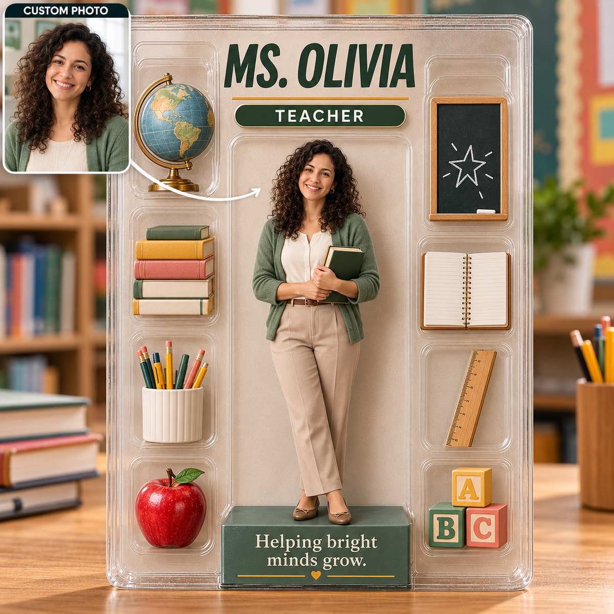 Personalized Teacher Gift, Custom Shape Acrylic Table Sign with Photo & Name, Teacher Appreciation Plaque, Classroom Desk Decor 0441d7f5-0a82-4243-9cf4-1ad00626c519-B-ng-acrylic-gi-o-vi-n-MS.-OLIVIA.png