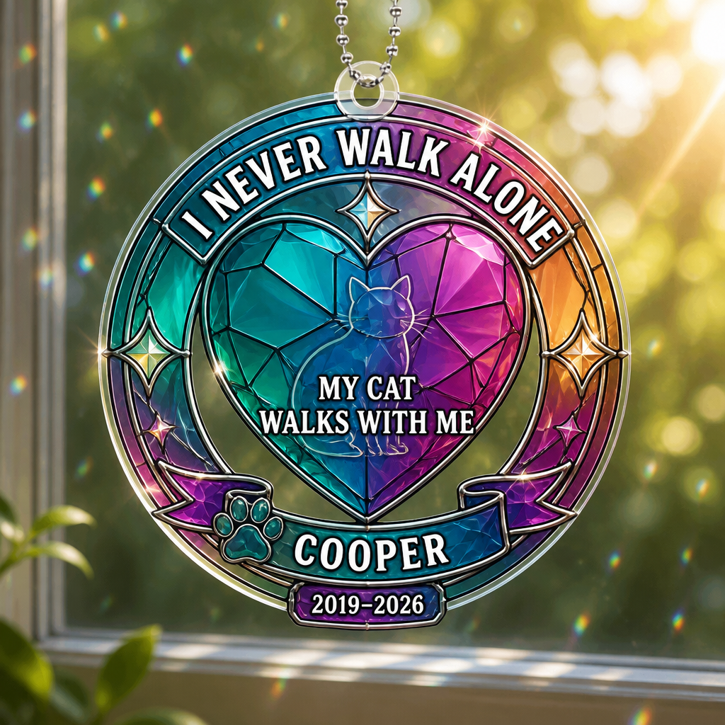 I Never Walk Alone — Cat Memorial Suncatcher (Name & Years) - Personalized Suncatcher Ornament 0468a8b2-3756-4725-b186-2b8ad58a463b.png