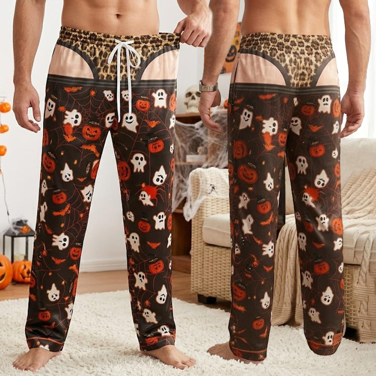 Halloween Pajama Pants for Men Women, Spooky Ghost Pumpkin Sleepwear, Black Bat Spider Web Lounge Pants, Funny Holiday Gift 0487c62e-c3c6-453e-937b-46462f13db62-3.jpg