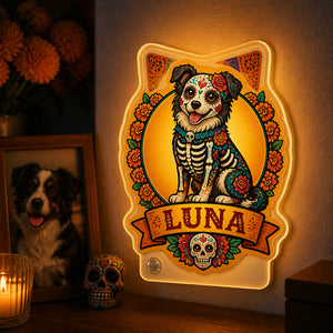 Custom Día de los Muertos Pet Night Light – Photo-to-Sugar-Skull Portrait with Name - Personalized Acrylic Night Light 049f9b35-c2d2-4784-ab0a-1859b71dd77e.jpg