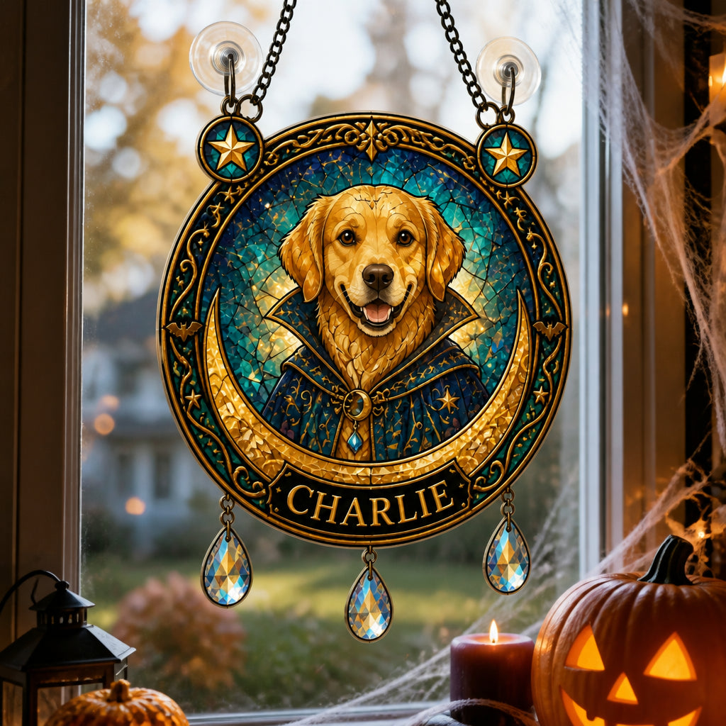 Halloween Stained-Glass Pet Portrait Suncatcher – Custom Photo - Personalized 1 Layered Suncatcher with Charm 04ab7824-99dd-4f21-b347-00071a4b0527.jpg