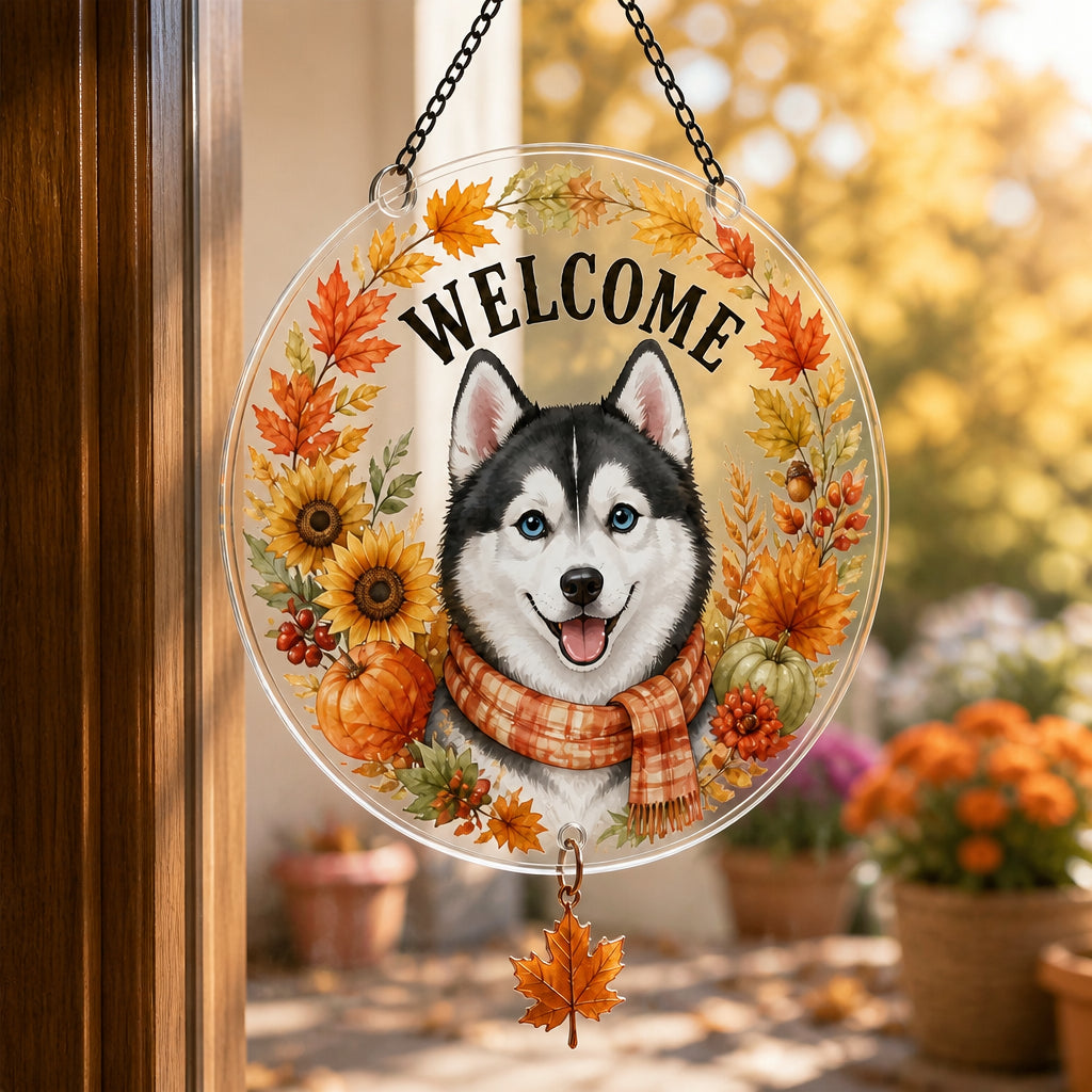 Fall Husky Welcome Garden Flag - 1 Layered Suncatcher with Charm 04be264b-ab5e-4b29-a710-1735ce9b3e0c.jpg