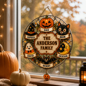 Personalized Halloween Family Wreath Metal Sign - Personalized 1 Layered Suncatcher with Charm 04be6d5d-b0ff-44a2-b9e3-efe985c0a9ce.jpg