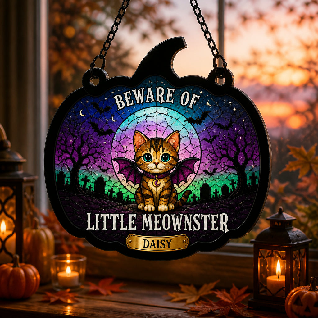 Beware of Little Meownster – Halloween Cat Suncatcher (Name) - Personalized Suncatcher Stained Glass 04d82140-536b-4188-9997-26f38c51a875.jpg