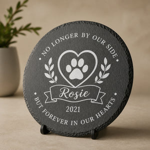 Pet Memorial Slate – No Longer by Our Side, Name & Year - Personalized Slate Memorial Stone 04fb7a50-46c5-4c1a-92e1-69730ae308ba.jpg