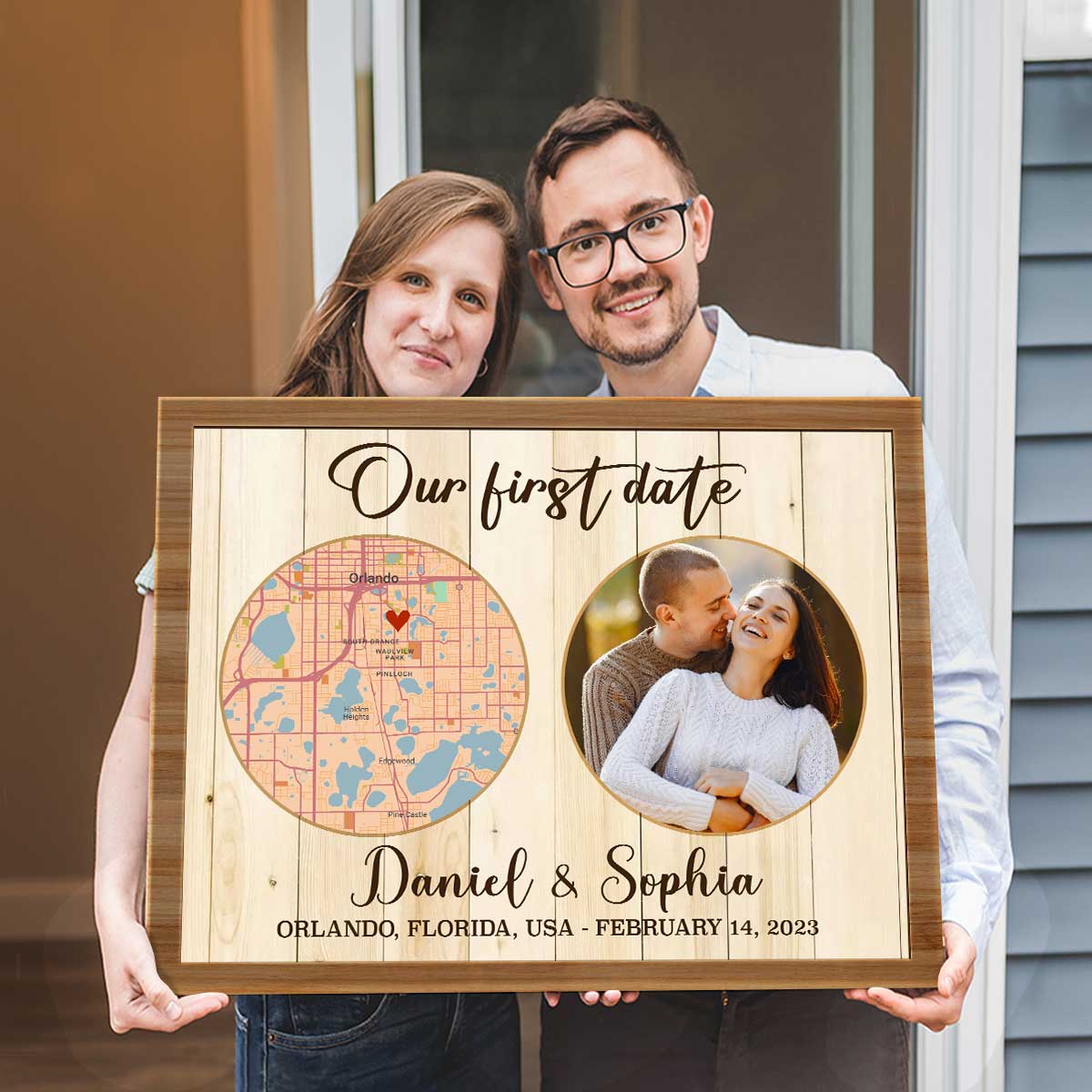 First Date Location Gift, First Date Map on Canvas, First Time Meet Memory, 1st Anniversary Gift, First Valentines Gift For Boyfriend