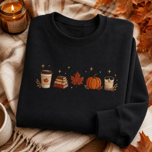 Cozy Fall Embroidered Sweatshirt, Pumpkin Coffee Book Maple Leaf Candle Shirt, Autumn Minimal Sweater, Fall Lover Gift, Thanksgiving Gift 05066629-f824-468f-a918-fa7f831e3467-2.jpg