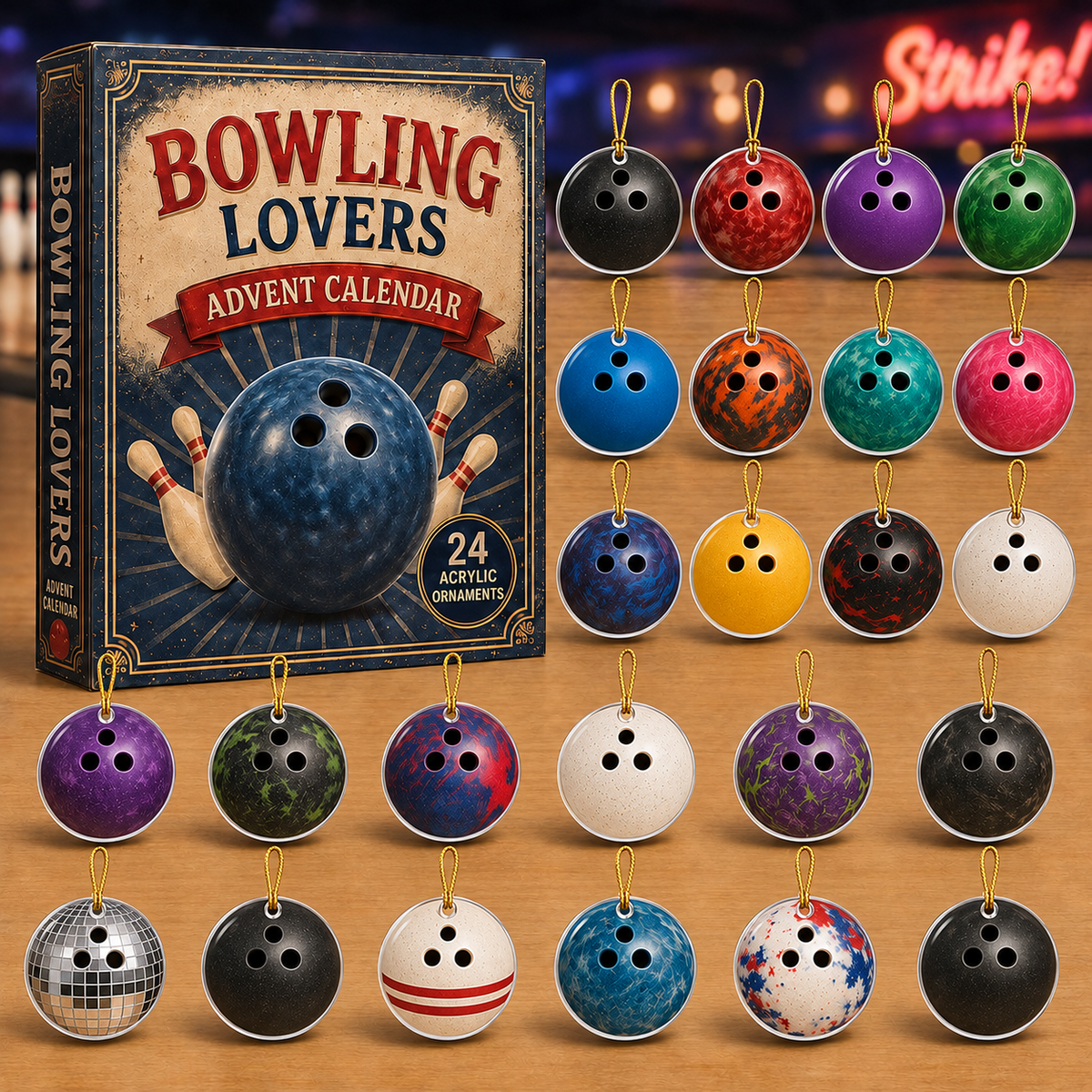 Bowling Balls Advent Calendar 2026 - 24-Day Festive Countdown, Acrylic Charms Blind Box - Gift For Bowling Lovers 050e41d1-85a0-4901-855f-654d5590f61a-bowling-box-charms.png