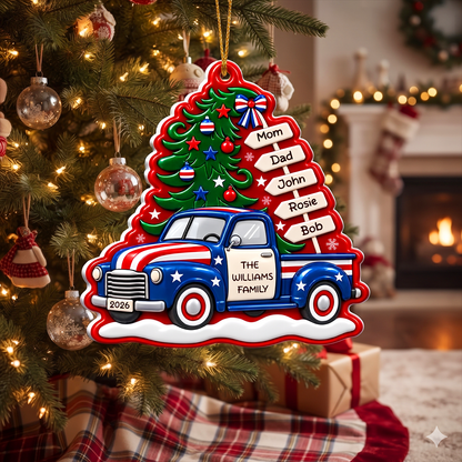 Christmas Tree Red Truck - Personalized 3D Embossed Ornament - Personalized Real 3D Ornament 0513c68b-6932-4ead-b3c9-33015de03bf4-4.png