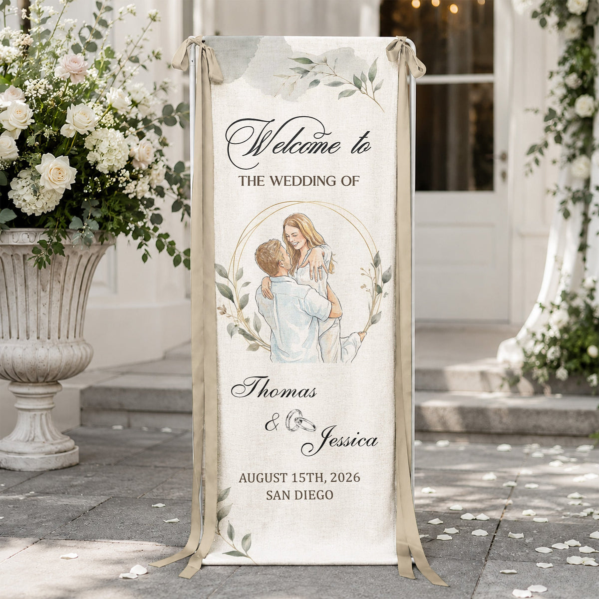 Custom Couple Photo Watercolor Art Wedding Welcome Sign - Personalized Welcome Sign 0537759d-4b5f-4e03-a15b-e74389ef43e9-1.jpg