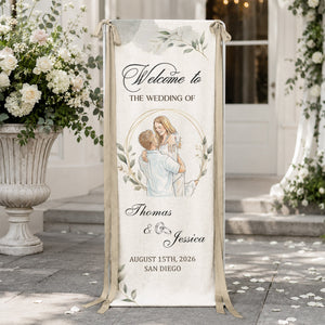 Custom Couple Photo Watercolor Art Wedding Welcome Sign - Personalized Welcome Sign 0537759d-4b5f-4e03-a15b-e74389ef43e9-1.jpg