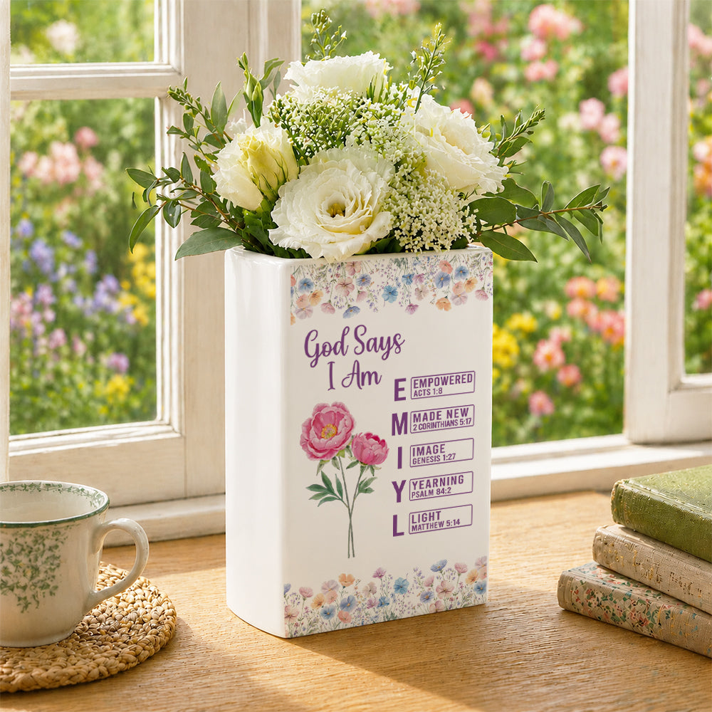 God Says I Am Custom Name- Personalized Ceramic Book Vase 053c0517-a2de-4f5f-8ee9-a4a9eec7cbca-mk2-1-.jpg
