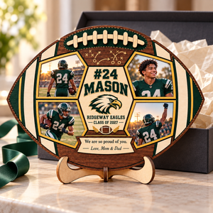 Personalized Football Photo Collage Plaque with Stand – Custom Senior Night & Graduation Gift for Football Players 053d8221-179e-4f9e-bf0e-cbb5a8e7863e-Walnut-football-graduation-keepsake-3.png
