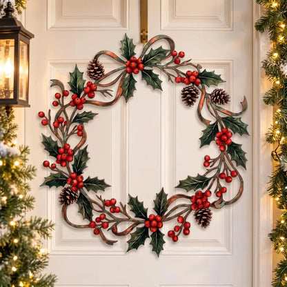 Christmas Metal Wreath, Holly Berries and Pine Cones Door Decor, Festive Holiday Porch Hanging, Winter Entryway Accent 0586b00c-6b57-42fc-81c9-e639eca97958-fgty-1-.webp