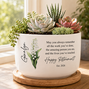Personalized Retirement Gift, Custom Planter, Retirement Ceramic Pot, Happy Retirement Gift