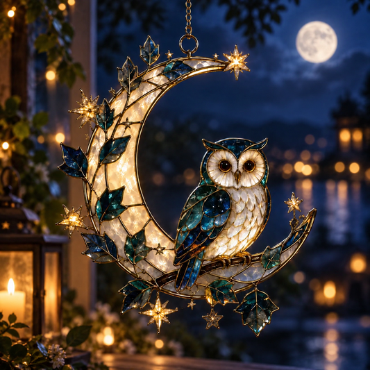 Owl Glass Suncatcher, Crescent Moon Window Hanging, Celestial Bird Decor, Stained Glass Style Gift for Nature Lovers 059dc58d-14bd-4b13-b0f2-7cf98260f175-fdddfdfdbggf-1-.png