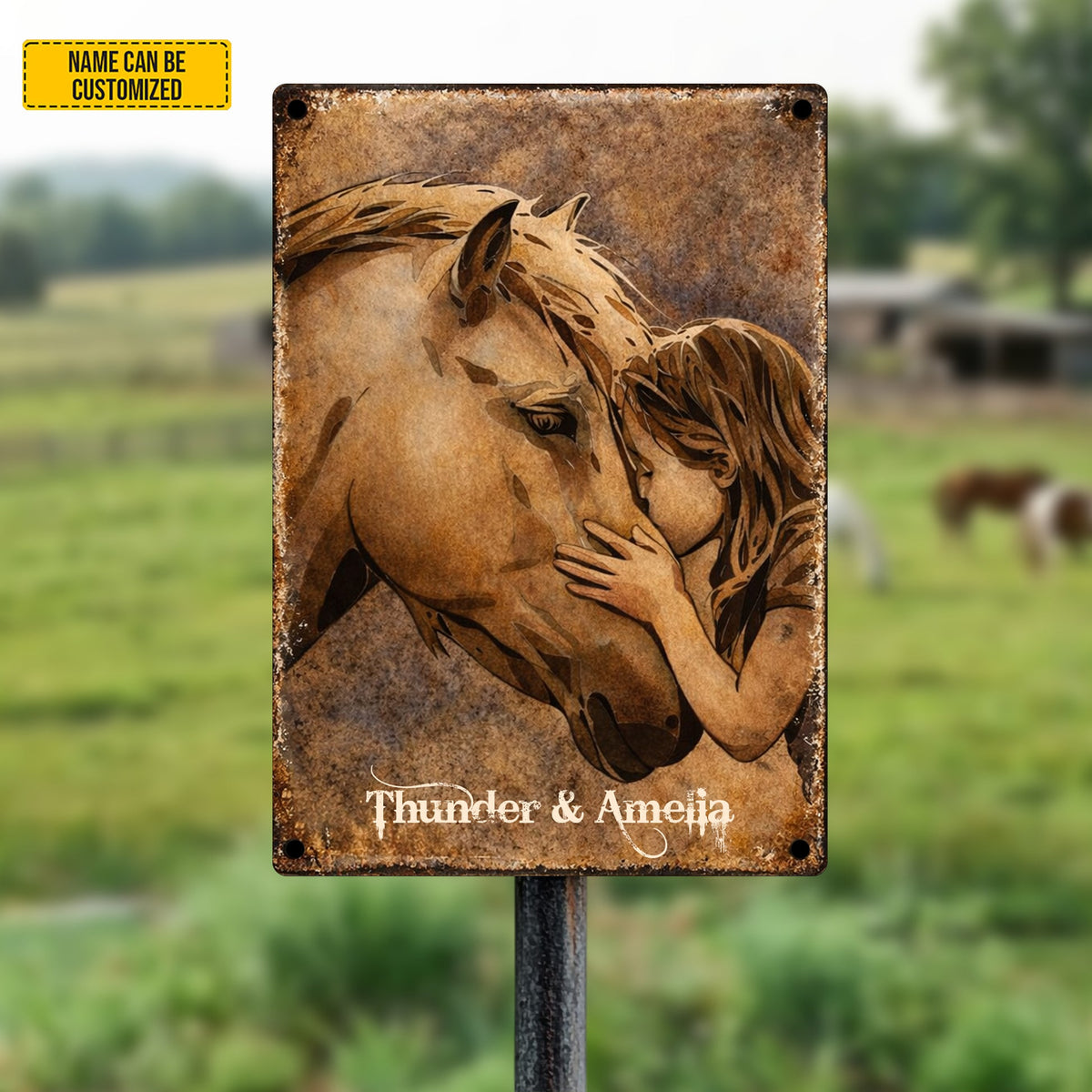Personalized Horse & Baby Girl Metal Sign Personalized Gift For Horse Lovers, Gift For Daughter, Housewarming Gift