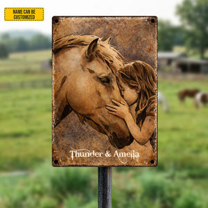 Personalized Horse & Baby Girl Metal Sign Personalized Gift For Horse Lovers, Gift For Daughter, Housewarming Gift