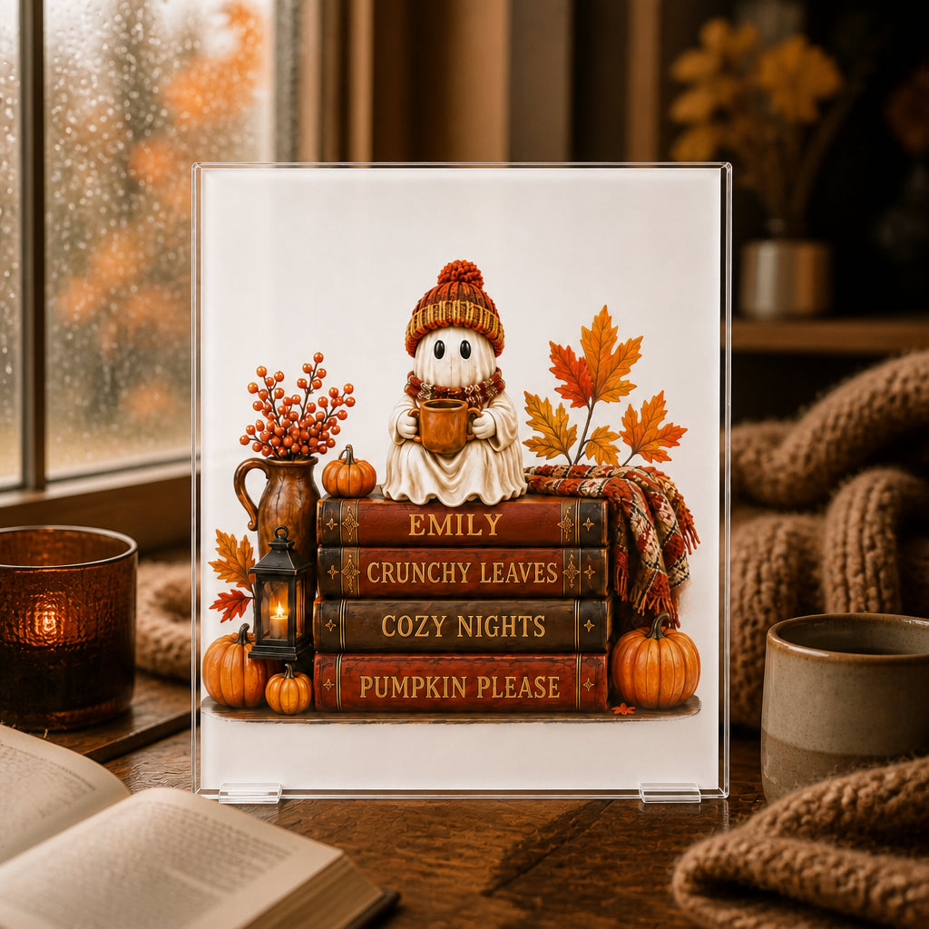 Cozy Ghost Fall Book Stack - Personalized Name Acrylic Plaque - Personalized Acrylic Plaque 05ccc31e-e8ec-407b-ba63-c60292594b06.jpg