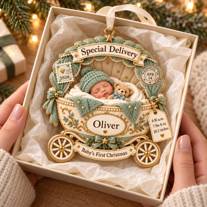 Personalized Baby’s First Christmas Ornament 2026 – Special Delivery Baby Carriage, Custom Name & Birth Stats Keepsake, Gift for New Parents 05e7399b-51d2-4d6c-a4e5-e76f9c094d4c-Sage-green-baby-s-first-Christmas-ornament-4.png