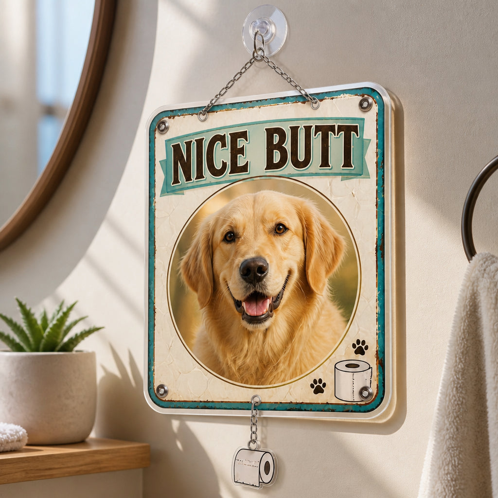 Nice Butt - Custom Pet Photo Metal Bathroom Sign - Personalized 1 Layered Suncatcher with Charm 05ede346-674a-4dc4-8890-caef91de6a66.jpg