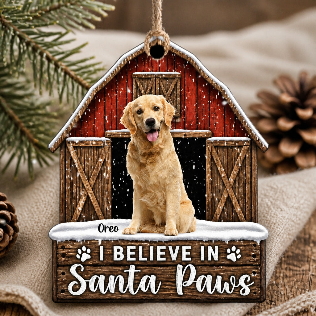 I Believe in Santa Paws — Custom Pet Photo Ornament - Personalized Ornament 05ff838c-e909-4811-bc8f-f42c73ab362c.jpg