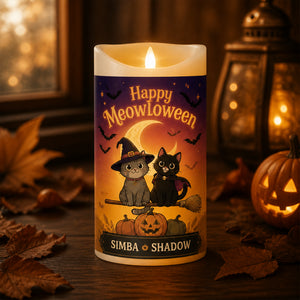 Happy Meowloween Personalized Cat LED Candle - Personalized Custom Led Flameless Candle 06058d76-0c8f-4bd4-8b27-8917248c60c5.jpg