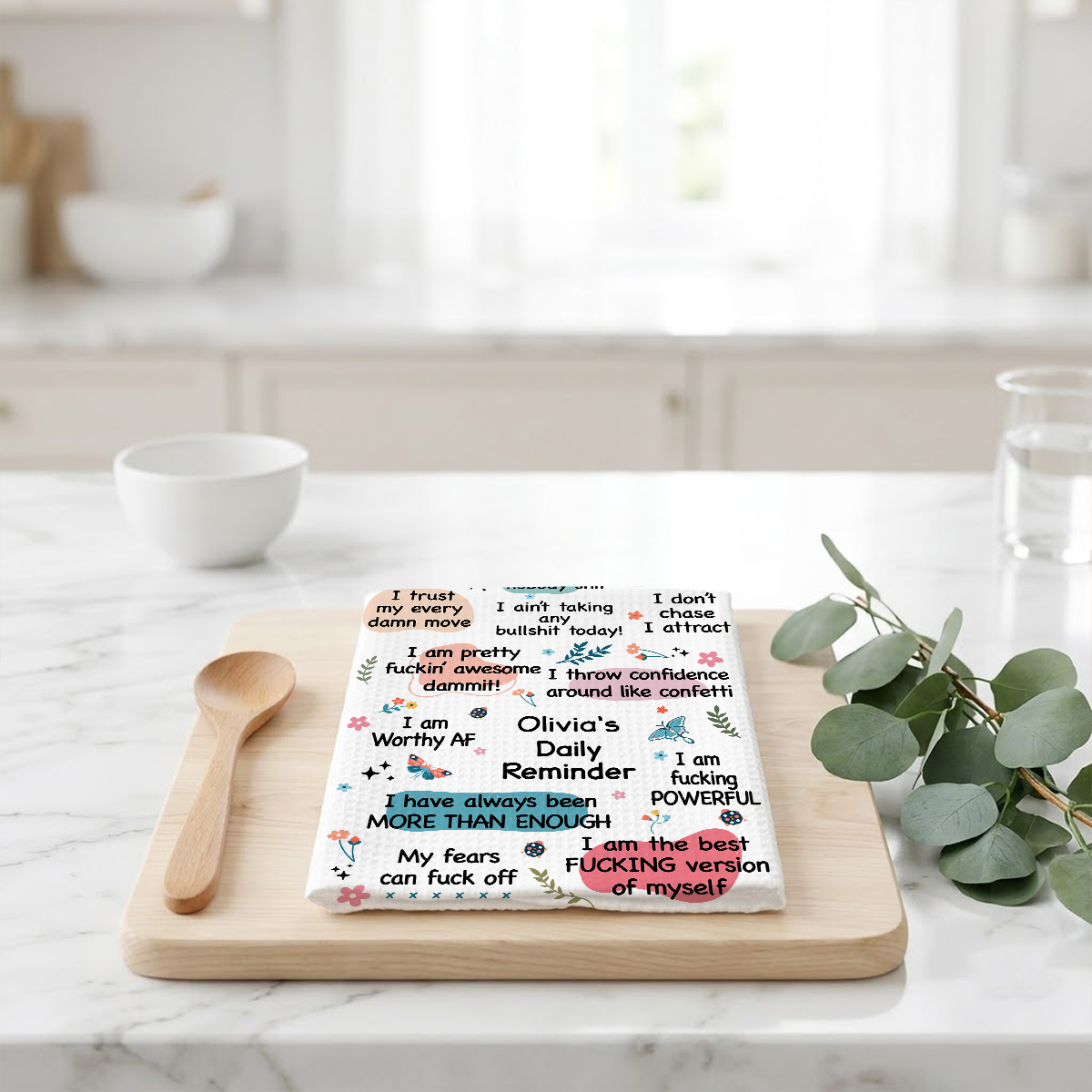 Girl's Affirmations Daily Reminder - Personalized Name Waffle Weave Kitchen Towel, Housewarming Gift 061617ad-127f-4169-96d5-313f257117a3-3-3-.png