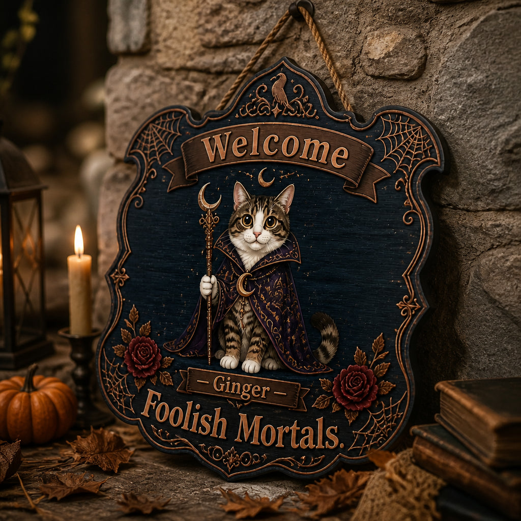 Gothic Pet Sorcerer Welcome Wood Sign – Photo + Name - Personalized Wood Sign 061a845f-dbf7-4b6d-95d0-f3a4d19ec2fa.jpg