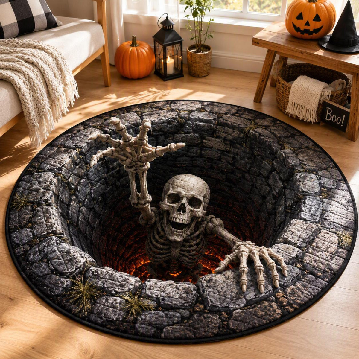 Halloween Quilted Rug, Skeleton Pit Round Rug, Spooky Floor Decor, Haunted House Rug, Halloween Home Decor, Horror Gift 06243e76-f15d-42a3-99e3-c6ddffa5c079-1.jpg