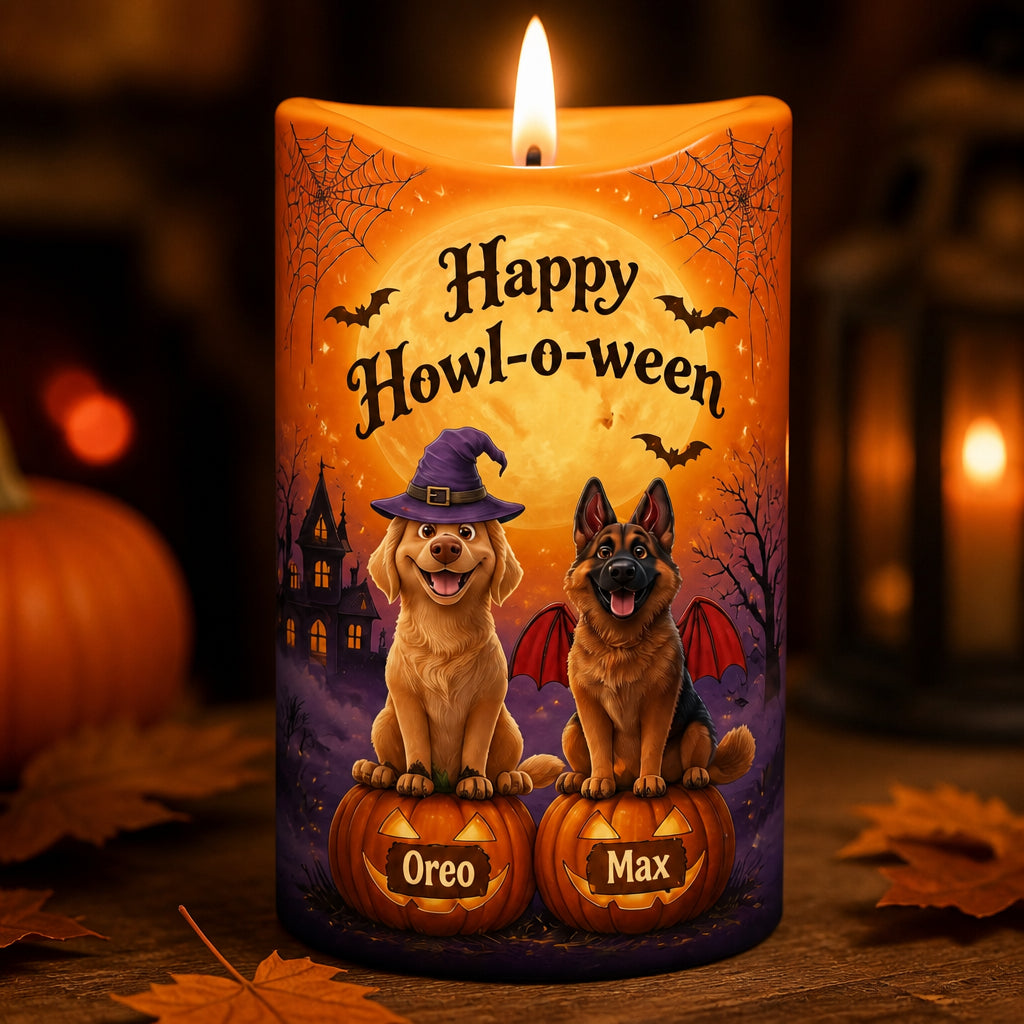 Happy Howl‑o‑ween Personalized Dog Candle - Personalized Candle 062f4744-7534-4d78-a2a7-ac9476383245.jpg