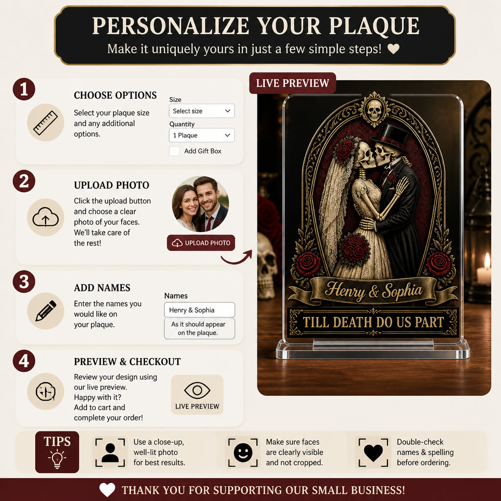 Till Death Do Us Part — Gothic Couple Personalized Acrylic Plaque - Personalized Acrylic Plaque 06419a16-870e-4d17-ba1e-aea919d25177.jpg