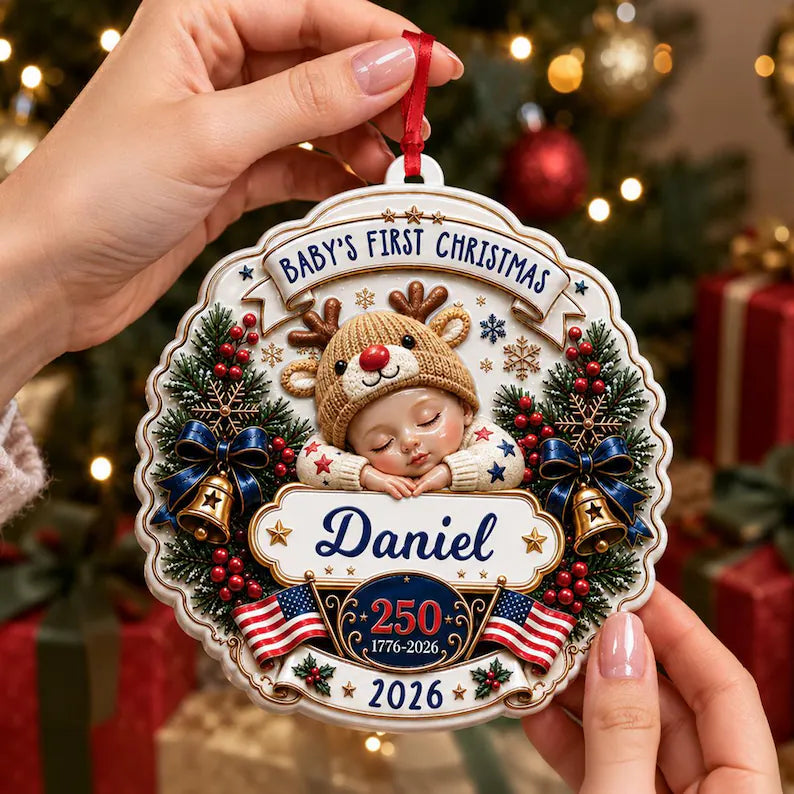 Personalized Baby First Christmas Ornament, Custom Name 1776-2026 Keepsake, 3D Relief Print 0650b565-4503-4c51-bbd0-f82fa69f193f-fdgfgftgf-1-.webp