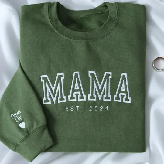 Mama Embroidered Sweatshirt, Custom Mama Shirt