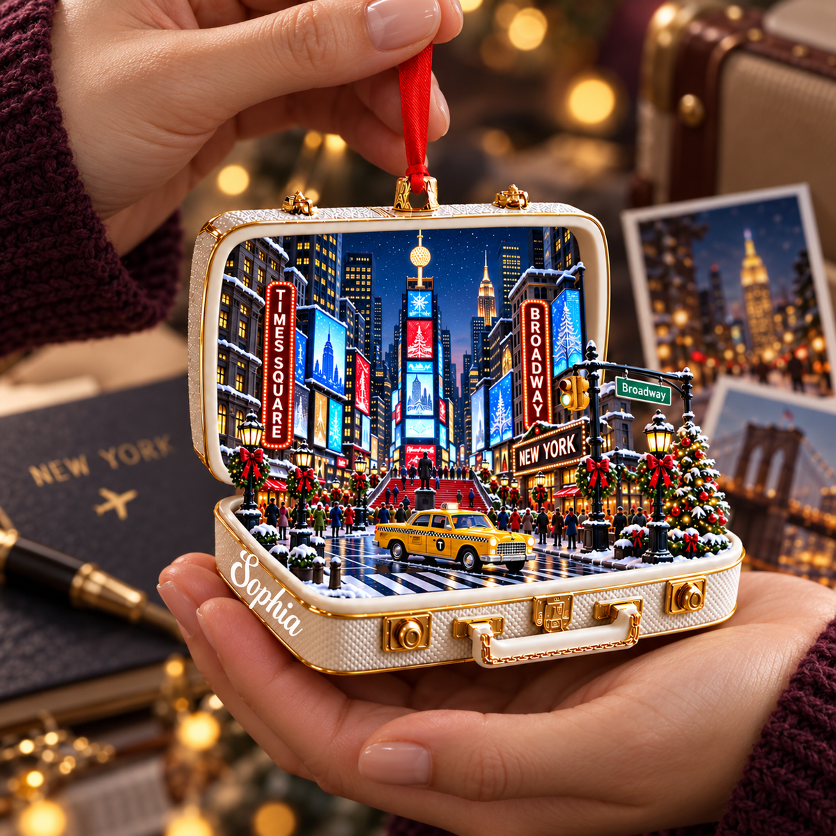 Personalized Times Square 3D Suitcase Christmas Ornament – New York City Souvenir & Gift for NYC Lovers 06809c10-7e4b-4de6-9aee-7b5af2d1eef9-Times-Square-Christmas-keepsake-in-hand-3.png
