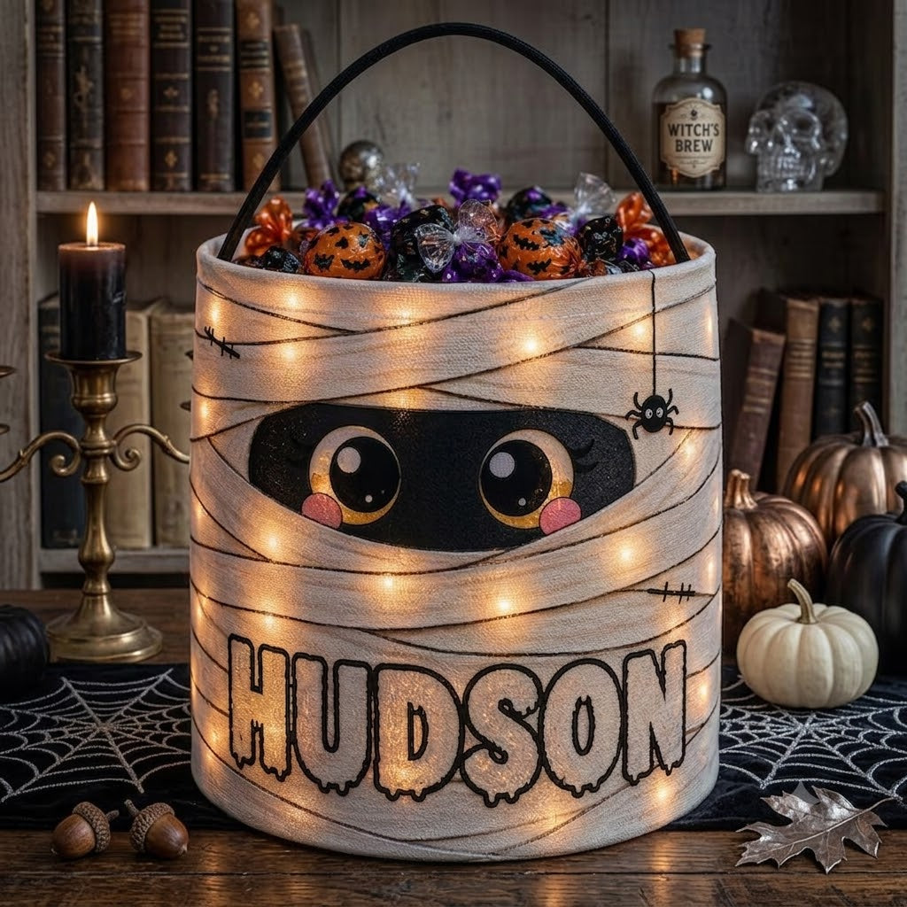 Personalized LED Halloween Trick Or Treat Bag, Custom Name Mummy Candy Bucket, Light Up Halloween Basket For Kids 068b27a5-4c5f-4a4c-83e8-61ddf001e2d1-dfg-1-.jfif