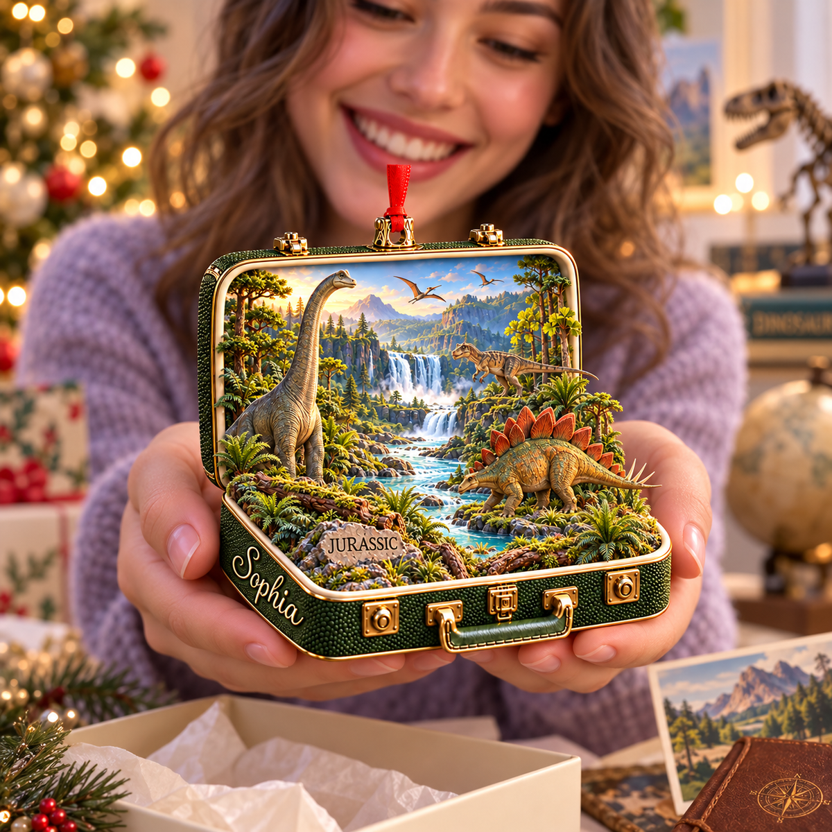 Personalized Jurassic Dinosaur 3D Suitcase Christmas Ornament – Prehistoric Keepsake & Gift for Dinosaur Lovers 0698d824-c6f0-4685-9652-4b706d38fe96-A-joyful-Jurassic-suitcase-ornament-3.png