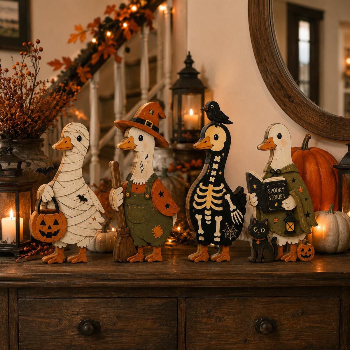 Halloween Goose Wooden Block Set, Cute Spooky Duck Shelf Decor, Farmhouse Fall Tiered Tray Accent, Witch Mummy Skeleton Home Gift Set 069d9b5e-c67d-4d8e-9733-f4e4b1972ca4-6.jpg