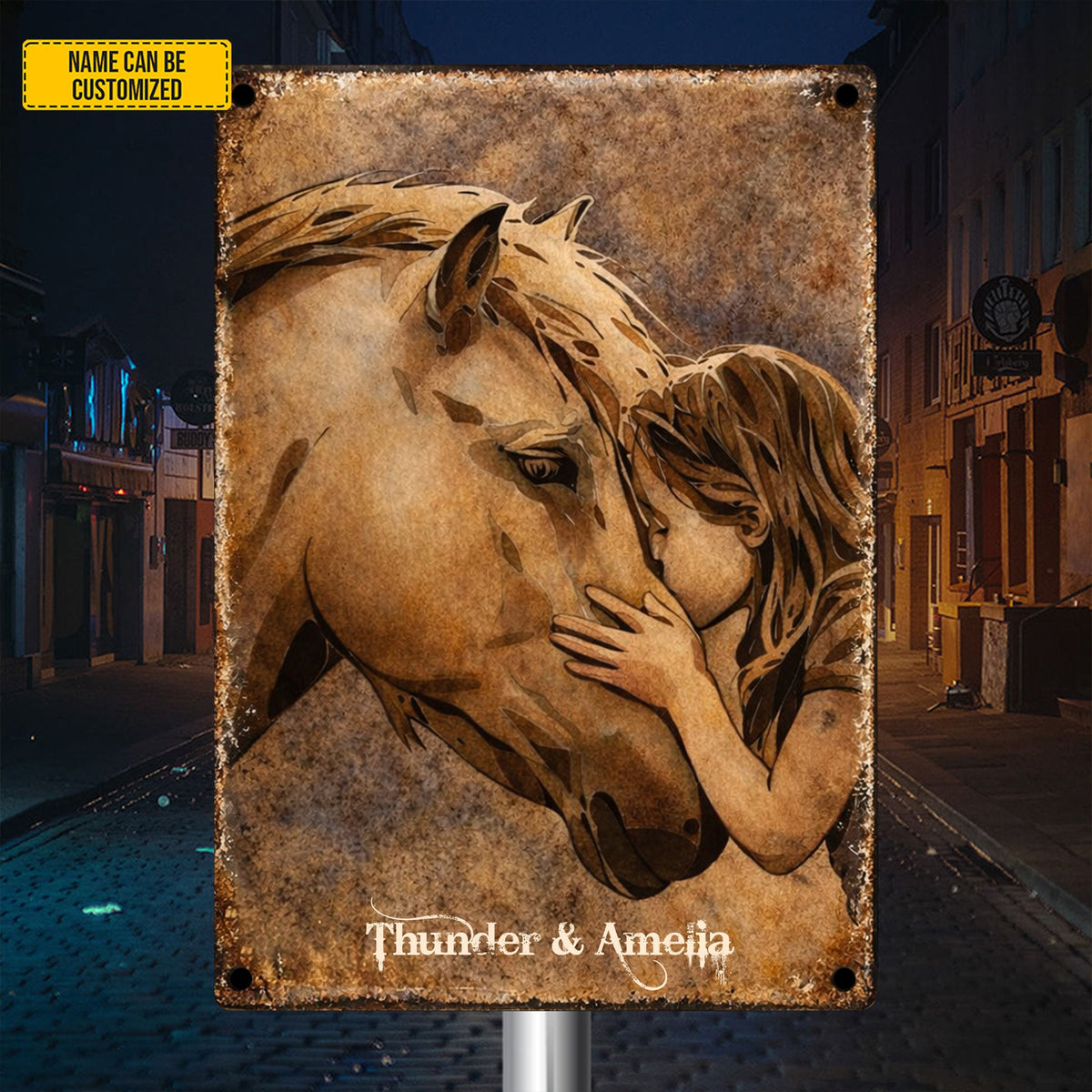 Personalized Horse & Baby Girl Metal Sign Personalized Gift For Horse Lovers, Gift For Daughter, Housewarming Gift