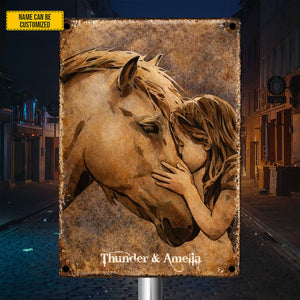 Personalized Horse & Baby Girl Metal Sign Personalized Gift For Horse Lovers, Gift For Daughter, Housewarming Gift