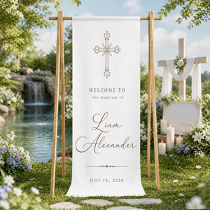 Custom Baptism Welcome Banner, Cross Ceremony Decor 06da8189-55e5-45ce-b81c-5d2c34979b42-2.jpg