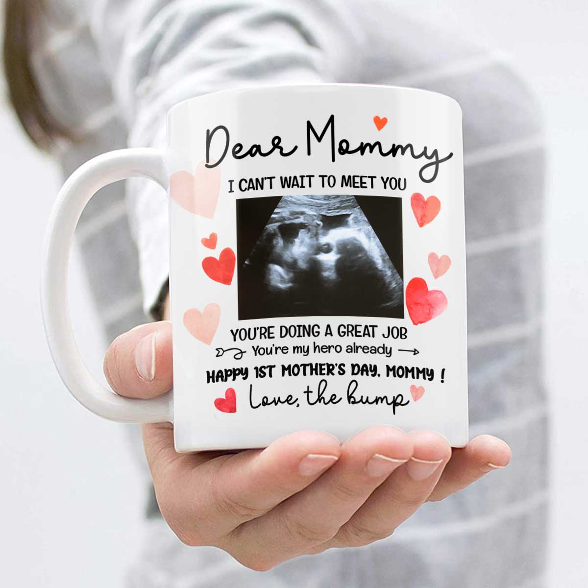 Mommy I Can t Wait To Meet You Mug, Mother s Day Gift For Mom To Be, Pregnancy Gift for New Mom, Happy 1st Mothers Day From The Bump