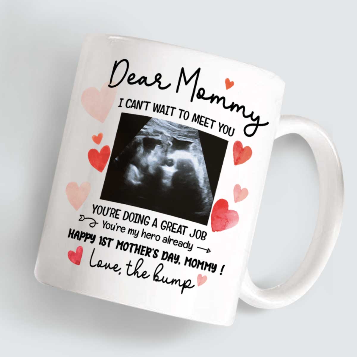 Mommy I Can t Wait To Meet You Mug, Mother s Day Gift For Mom To Be, Pregnancy Gift for New Mom, Happy 1st Mothers Day From The Bump